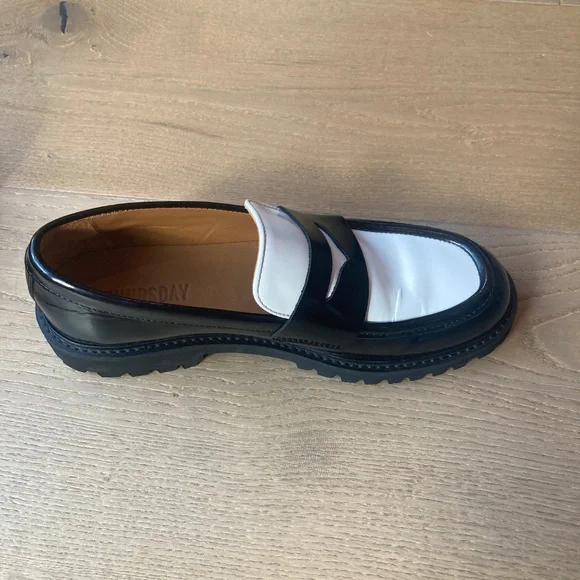 Thursday Boot Company Black and White Penny Loafers - Picture 6 of 11